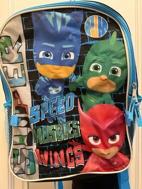 PJ Masks Kids Backpack - Blue, Green, Red Character Print